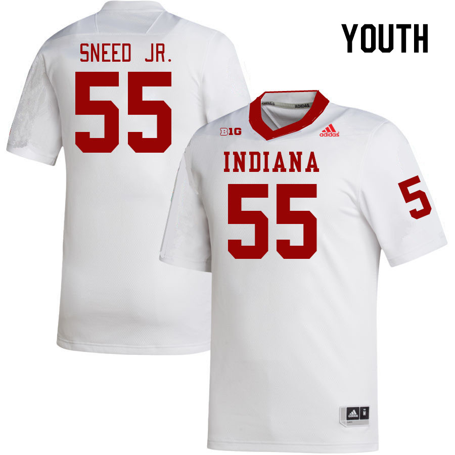Youth #55 Venson Sneed Jr. Indiana Hoosiers College Football Jerseys Stitched-White